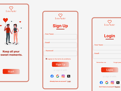 LoveNote App design designui figma ui uidesign uiux uxui