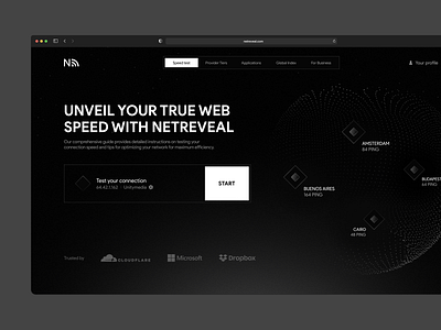 Netreveal - Hero connection dark design hero landing page startup ui ux visual web design website