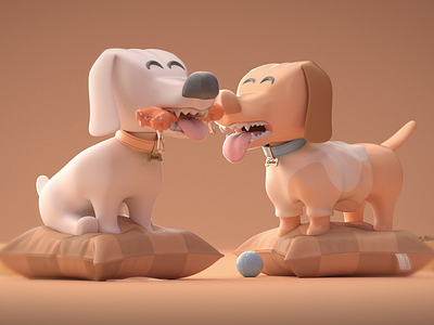 Good Friends 3d animation 3d modeling animal animation character chill dog dogs illustration motion motion design motion graphics park play