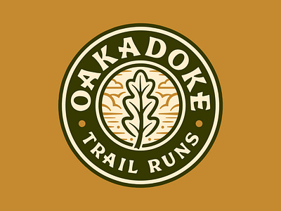 Oakadoke Trail Runs Badge Logo badge badgelogo branding design forest illustration leaf logo race run sun texture trail trailrun trailrunning tree