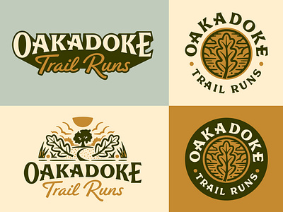 Oakadoke Trail Runs badge branding design illustration leaf logo oak oakleaf oregon race run running sun texture trailrunning tree