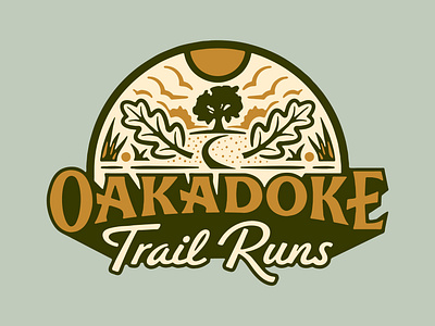 Oakadoke Logo badge brand branding design illustration leaf oak oakleaf oregon race racelogo run running sun texture trailrun trailrunning tree