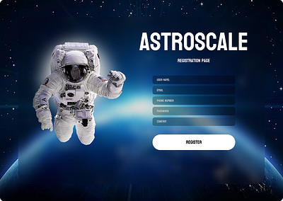 Registration page for astroscale dailyui graphic design ui ux