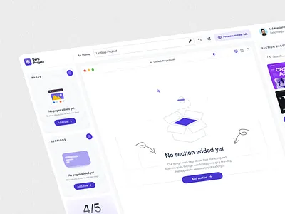 Empty state | No code website builder | SaaS Web Application design system product design saas application saas web app ui ui design user experience ux design web app web application