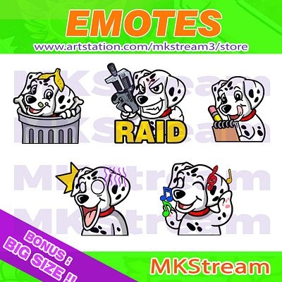 Twitch emotes dalmatian dog trash, raid, note, shock & dance animated emotes anime cute dalmatian dalmatian dog dalmatian emotes dance design discord emotes dog dog emotes emote emotes illustration note raid shock sub badge trash twitch emotes