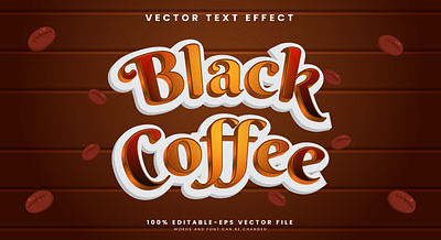 Black Coffee 3d editable text style Template design