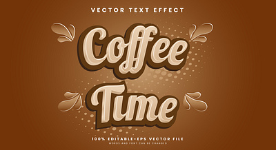 Coffee Time 3d editable text style Template delicious