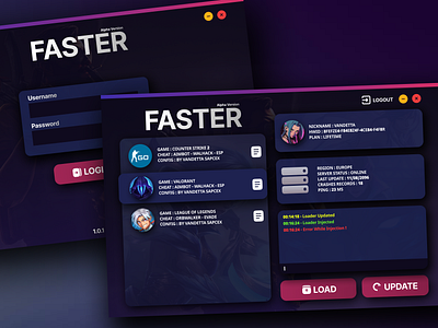 CS GO - VALORANT Cheat Loader UI Design cheat cheatloader graphic design gui interface ui uidesign