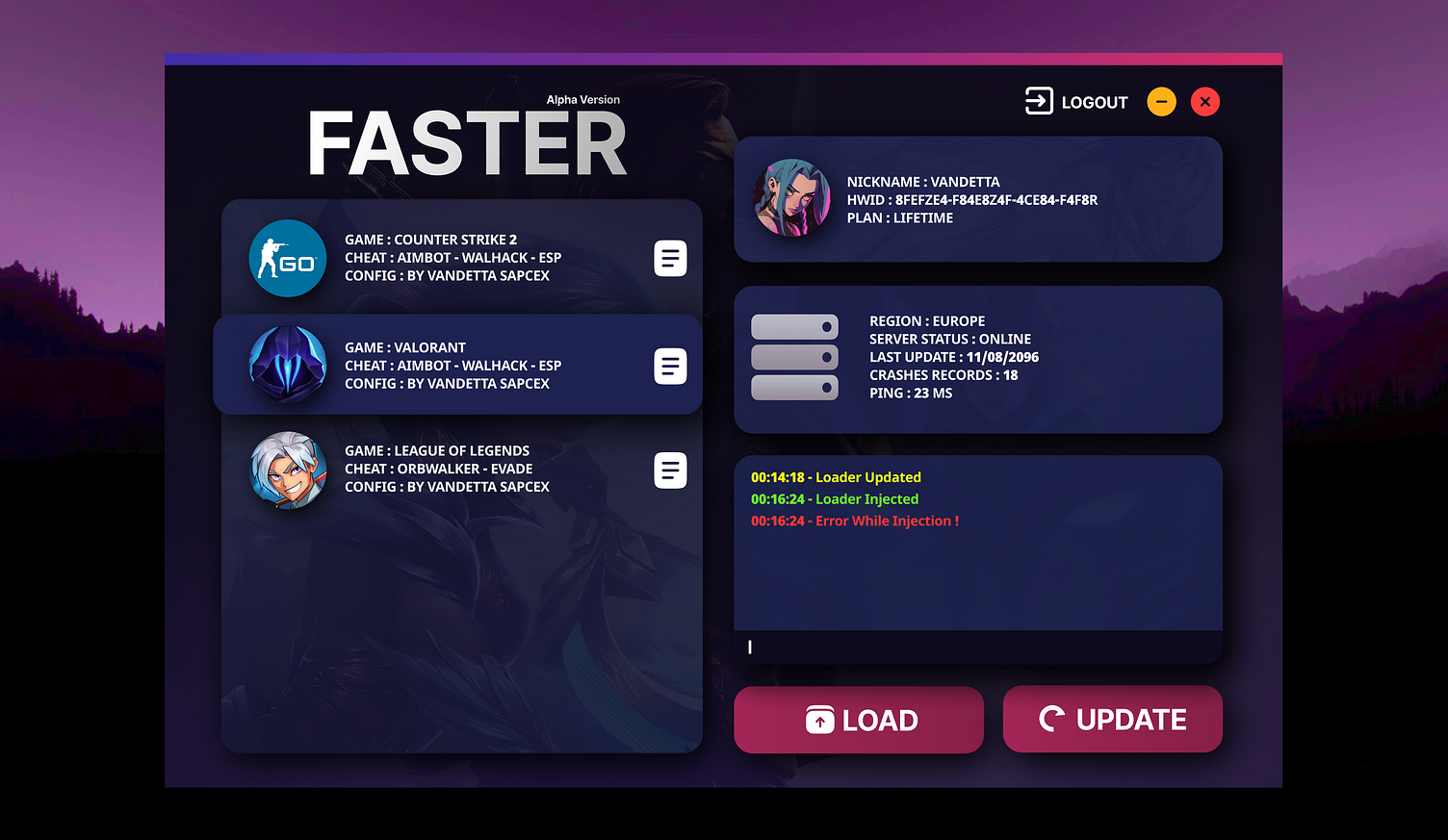 CS GO - VALORANT Cheat Loader UI Design by Bilal Belamammar on Dribbble
