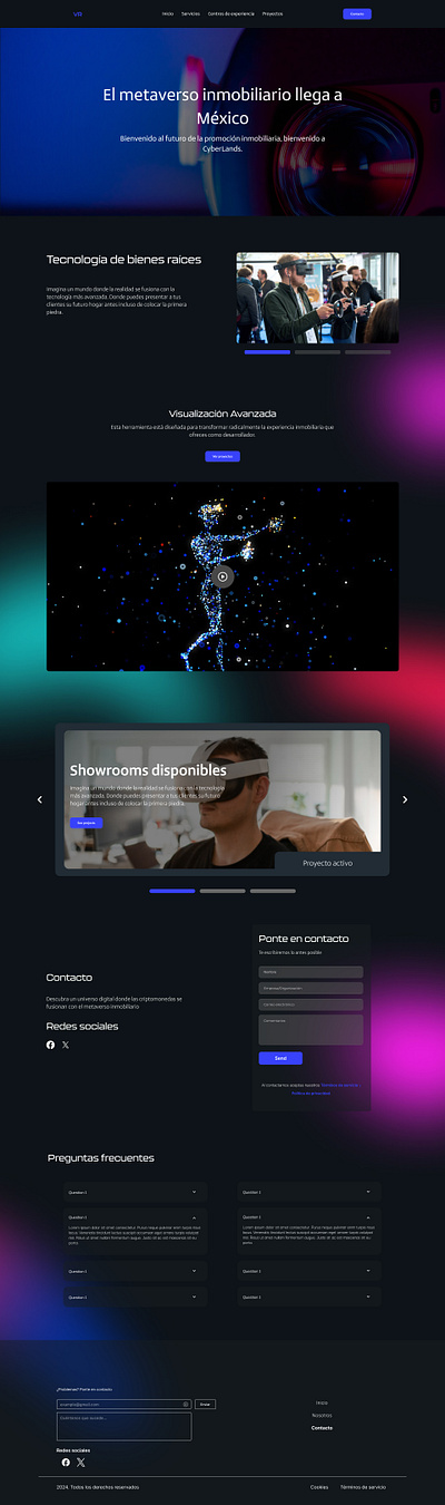 VR REAL STATE HOME landing page ui ux
