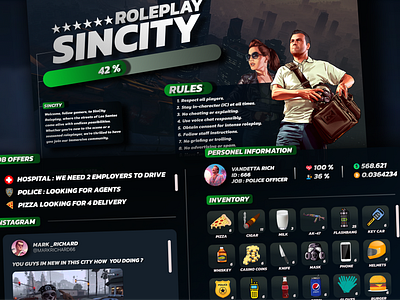 UI Design Inventory System for GTA 5 Roleplay fivem graphic design gta 5 gta 5 roleplay inventory system loading screen ui