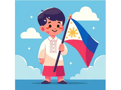 Hand Drawn Philippines Independence Day with Flag Illustration cartoon celebration commemorating country culture day event flag heroes history holiday illustration independence national patriotic peace philippines vector war