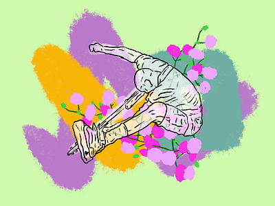 Mosh Pit Dancer & Flowers 04 base player color dancer hand drawn illustration mosh pit music procreate shapes