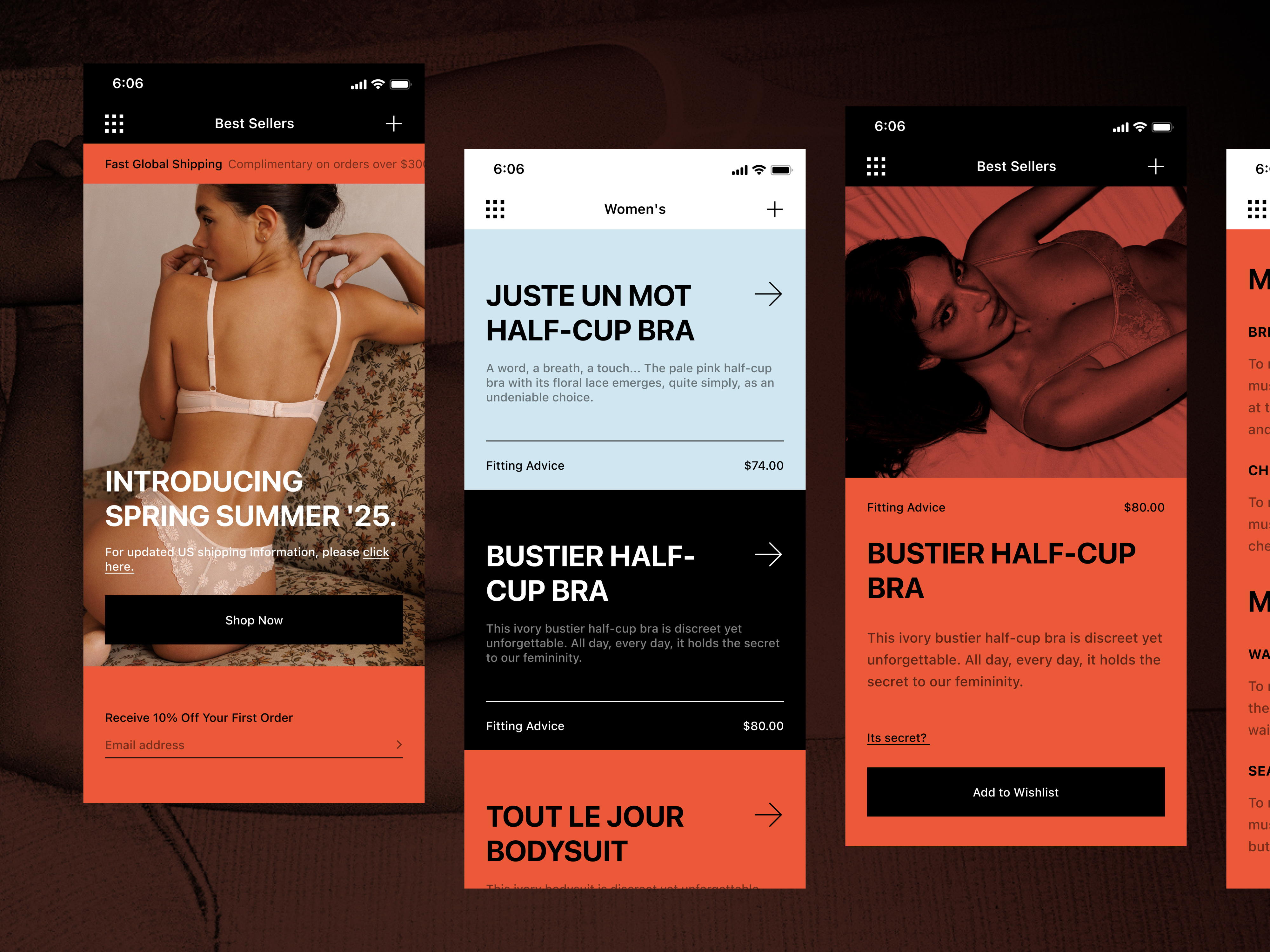 The lingerie brand app app design typography ui ux