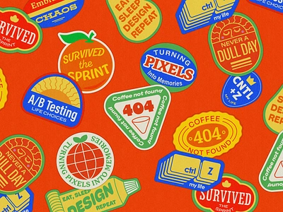 Papaya Creative Labs: Promo Stickers badges design graphic design illustration promotion retro stickers type typography ui ux vector