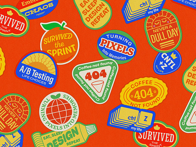 Papaya Creative Labs: Promo Stickers badges design graphic design illustration promotion retro stickers type typography ui ux vector