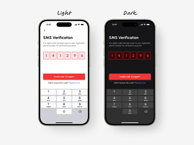 Error SMS Verification app app design auth authentication clean confirmation dailyui dark error false figma mobile app otp sms ui ux verification verify wrong
