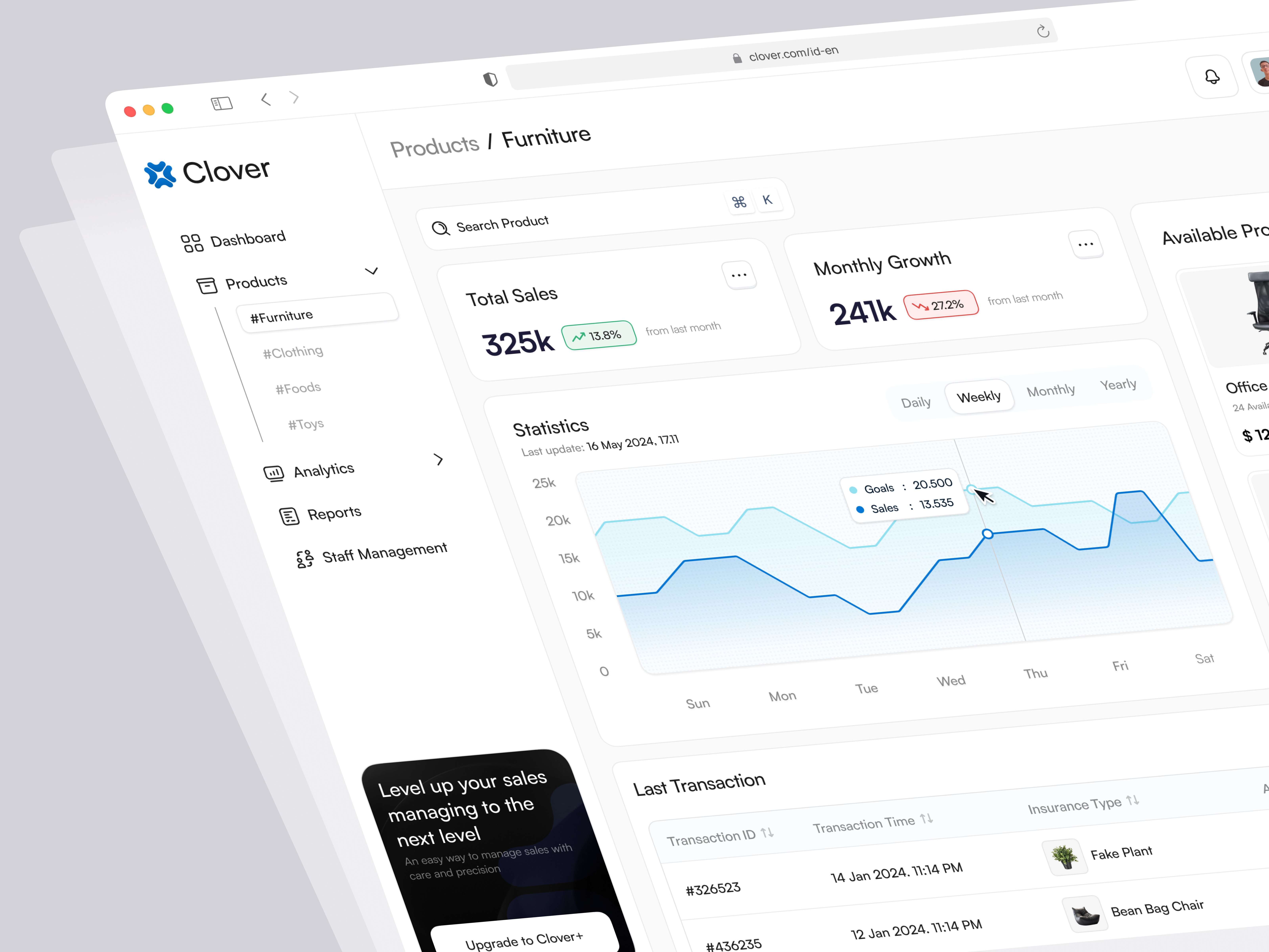 Clover - Sales Dashboard analytics b2b business chart crm graph live tracking product design saas saas website sales sales dashboard seller seller dashboard stock