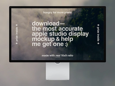 Free Apple Studio Display Mockup 5k apple branding design display free imac interface large mac mockup monitor photoshop psd safari screen software studio ui