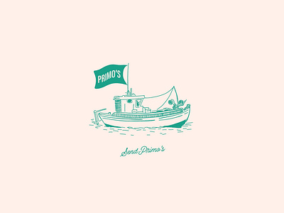 Primo's Deli: Unchosen Concept boat branding deli design graphic design harbor illustration logo los angelas ocean port retro sail sailer san pedro sea seagul type typography vector