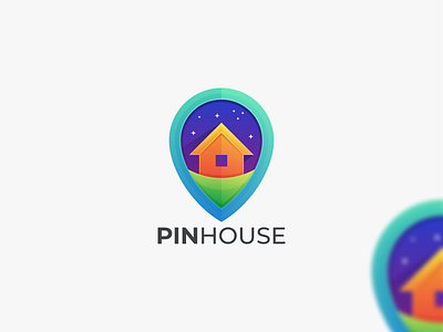 PIN HOUSE branding design design logo pin house graphic design house location logo icon lacation house icon logo pin house
