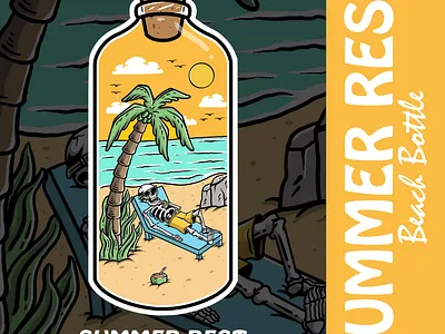 SUMMER REST apparel design branding clothing design illustration merch design merchandise skull skull design skull illustration sticker design summer summer design summer illustration summer vibes tshirt design
