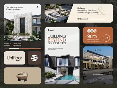 Unifloor - Visual identity animation architecture brand brand identity brandguidelines branding creativedesign design graphic design home building interior design layout living room logo mockup modern motion graphics simple social media