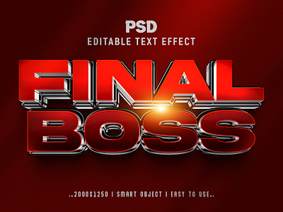 Final Boss'' Editable PSD Text Effect Style 3d 3d text action best effect branding final boss graphic design headline text logo modern text psd text editable text red text style text text effect typo