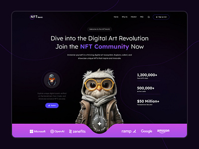 NFT World Landing Page blockchain cryptoart digitalart digitalcollectibles landingpage metaverse nft nftcommunity nftdesign nftworld ui ux weblandingpage