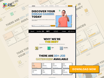 Retro Landing Page design job landing page retro ui uiux web