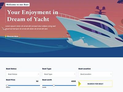 Barr - Yacht Party HTML5 Landing Page Template animation branding design flat illustration logo minimal typography ui website