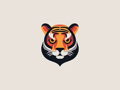 Tiger Logo animal branding cat colors design emblem feline icon identity illustration logo mark mascot sports symbol tiger vector wildlife