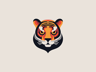 Tiger Logo animal branding cat colors design emblem feline icon identity illustration logo mark mascot sports symbol tiger vector wildlife