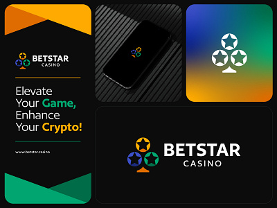 Bet Star Casino Logo Design bet brand branding casino coin colorful cryptocurrency gamble gambler game geometric identity logo logomark player poker spade sports star wager