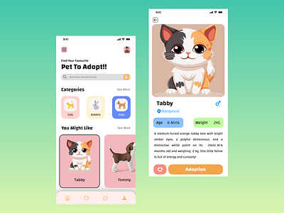 Pet Adoption App application design illustrations pet adoption application ui