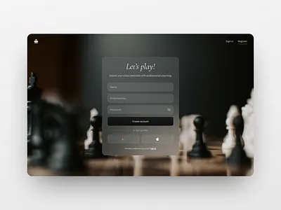 Sign up page chess dailyui login product design sign up ui ux web design