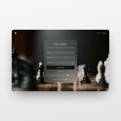 Sign up page chess dailyui login product design sign up ui ux web design