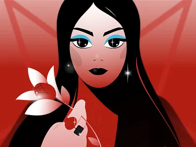The Love Witch design girl illustration movie portrait red rose vector witchcraft woman