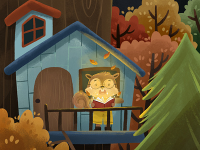 Magic Autumn Illustration adventure autumn character children childrens book childrens illustration cute cute illustration fall illustration magic procreate squrrel