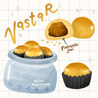 Cookies illustration bakery cafe cake cookies food illustration indonesian kastengel menu nastar procreate recipe restaurant traditional