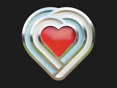 Heart Pin - Color and Gold 3d app award badge blender branding cycles design gamification graphic design heart illustration logo pin prize render shield ui ux vector