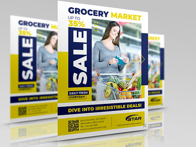 Grocery Market Flyer Template business corporate deals design discount flyer food fruits leaflet market offer poster shop store vegetables