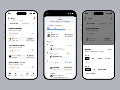Workflow management assigned automation filter form builder iphone mobile no code process progress responsive sudhan workflow