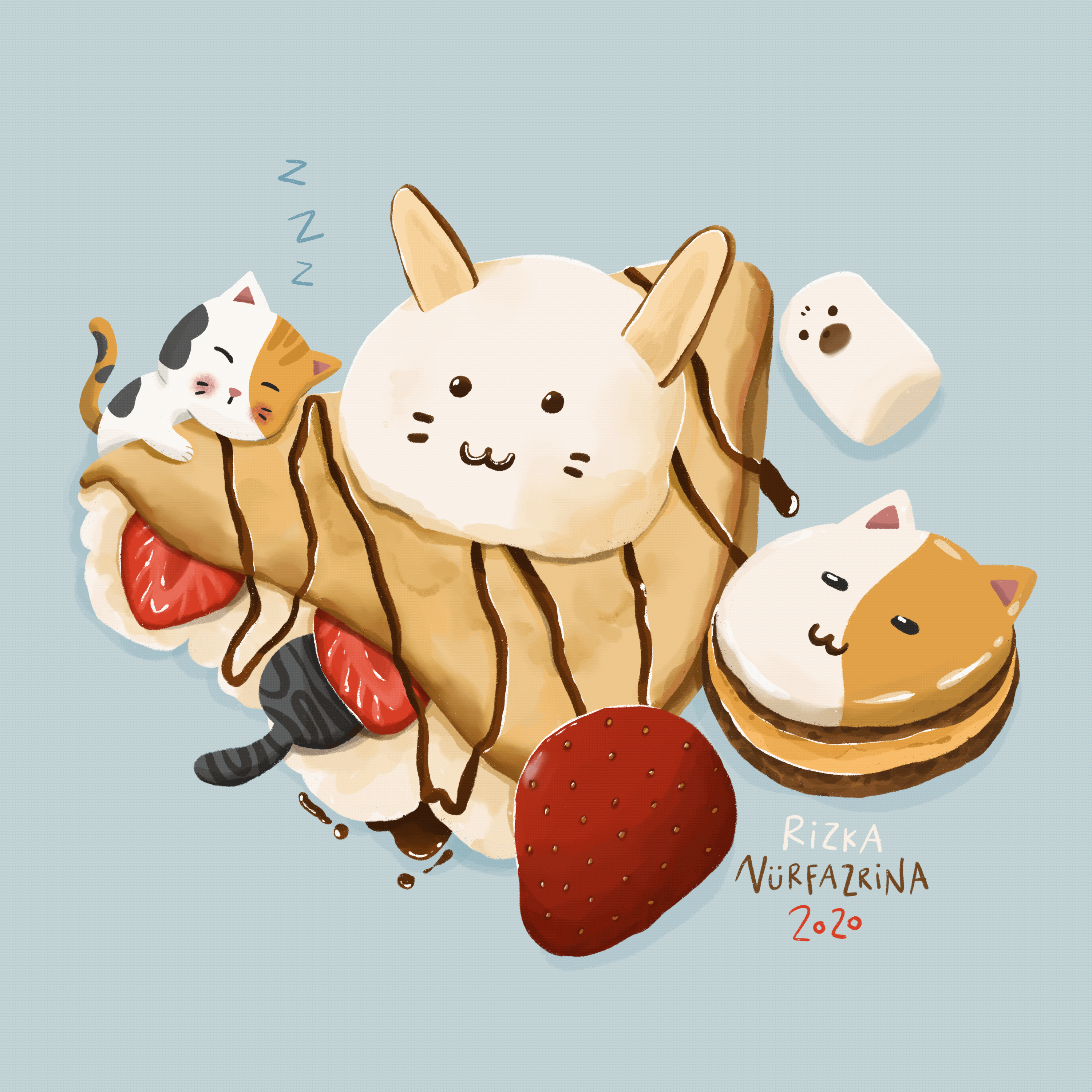 Cute Crepes Cats animation 2d animation branding cafe cake cats chocolate crepes cute design dessert food graphic design illustration macaron motion graphics procreate recipe strawberry sweet