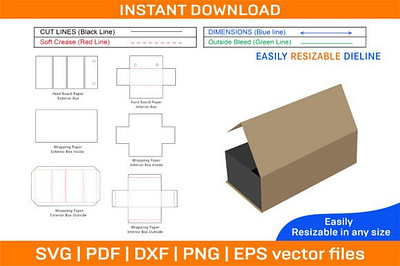 Custom Luxury Rigid Box, Magnetic Rigid box box die cut branding design dieline illustration packaging packaging design ui vector