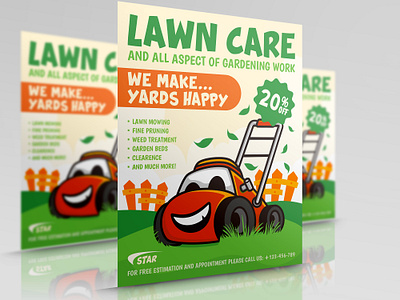 Lawn and Garden Services Flyer Template business cleaning corporate design farm flyer garden grass illustration leaflet park poster renew repair services tree