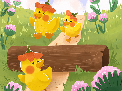 Ducks on Walk Illustration adventure animal animation character children childrens book childrens illustration cute cute illustration duck illustration procreate