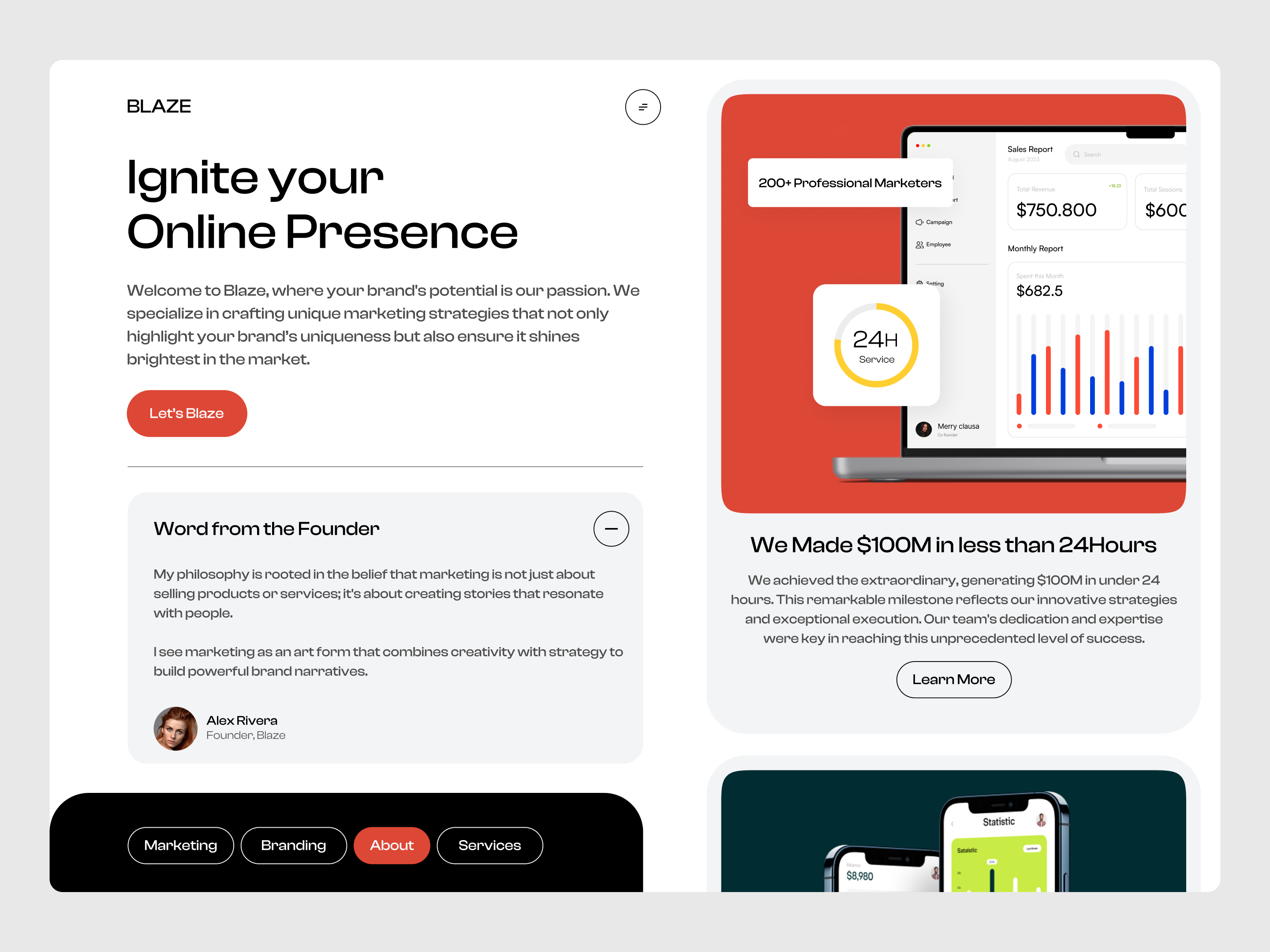 Blaze - Social Presence animation branding graphic design logo motion graphics ui ux design