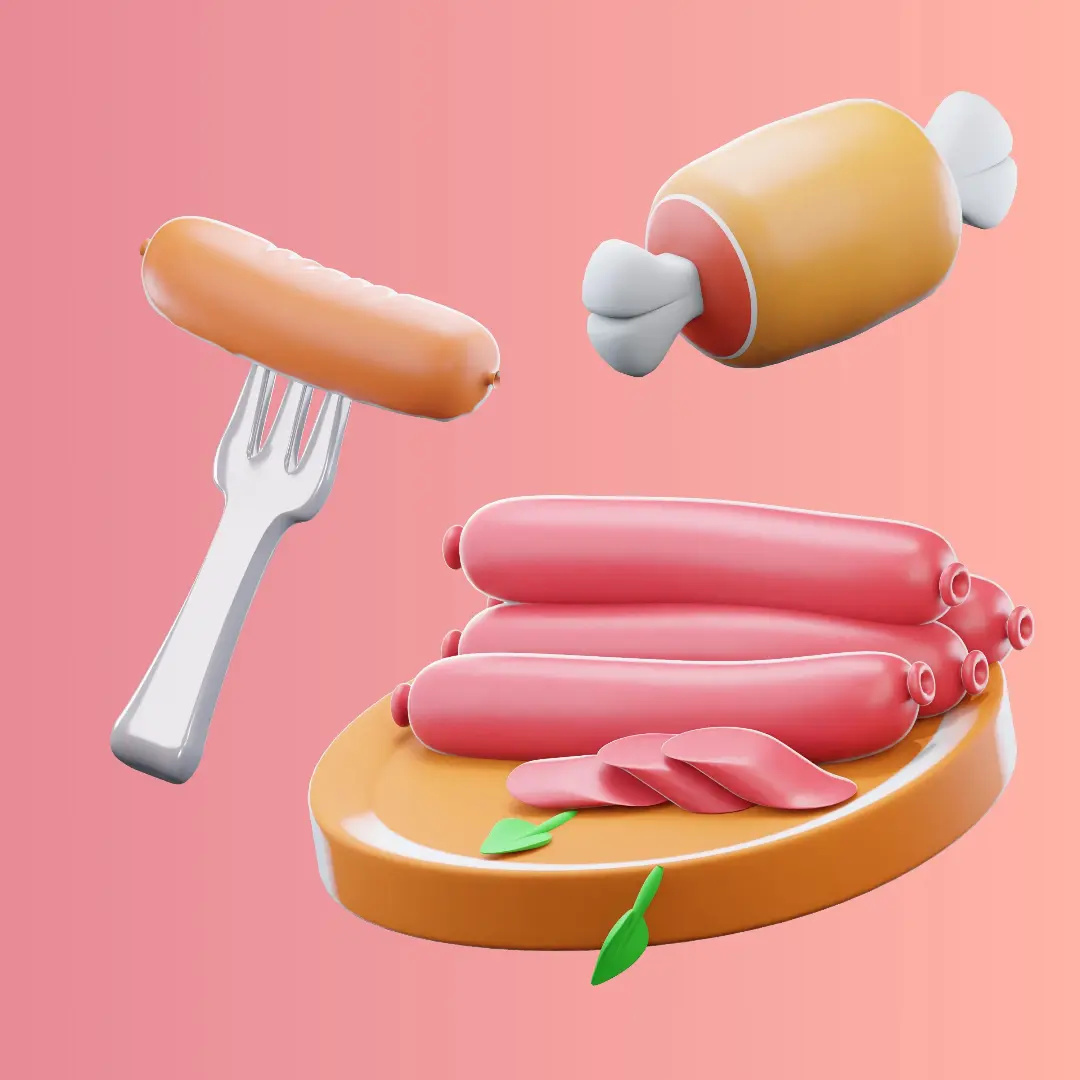 3D Meat Food 🍖🌭 3d beef fastfood food graphic design grill icon illustration logo meat object rendering sausage