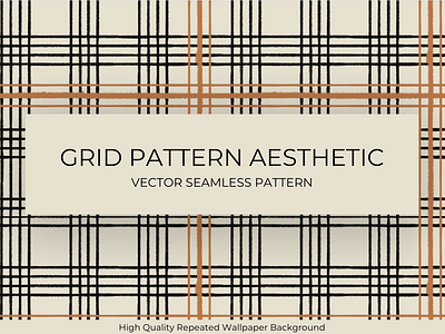 Aesthetic Grid Seamless Pattern beige black home decor background home decor pattern home decor wallpaper orange pattern pattern design vintage vintage pattern wallpaper